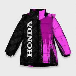 Куртка зимняя для девочки Honda pro racing: по-вертикали, цвет: 3D-черный
