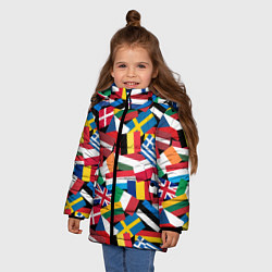Куртка зимняя для девочки Флаги стран Европейского Союза, цвет: 3D-красный — фото 2