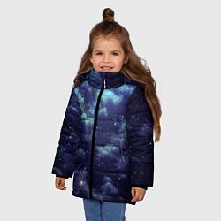 Куртка зимняя для девочки Звездная ночь - нейросеть, цвет: 3D-красный — фото 2