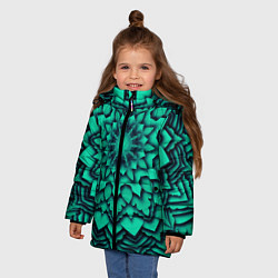 Куртка зимняя для девочки Мандала анахата чакра, цвет: 3D-черный — фото 2