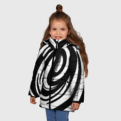 Куртка зимняя для девочки Черно-белая воронка, цвет: 3D-светло-серый — фото 2