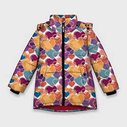 Куртка зимняя для девочки Красивые Сердечки, цвет: 3D-красный