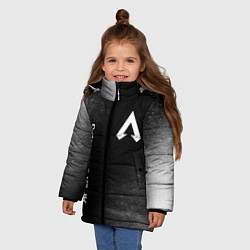 Куртка зимняя для девочки Apex Legends glitch на темном фоне: надпись, симво, цвет: 3D-черный — фото 2