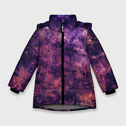 Куртка зимняя для девочки Текстура - Purple galaxy, цвет: 3D-светло-серый