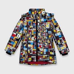 Куртка зимняя для девочки Живопись в стиле Мондриан, цвет: 3D-красный