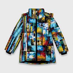 Куртка зимняя для девочки Современная живопись, цвет: 3D-черный