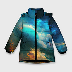 Куртка зимняя для девочки Далекий космос, цвет: 3D-черный