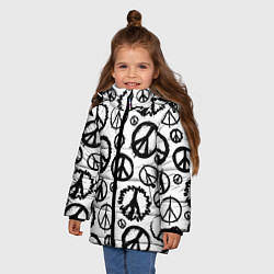 Куртка зимняя для девочки Many peace logo, цвет: 3D-красный — фото 2