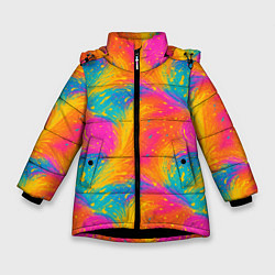 Куртка зимняя для девочки Насыщенные яркие краски, цвет: 3D-черный