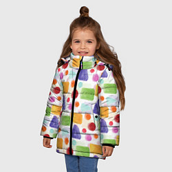 Куртка зимняя для девочки Разноцветные фигурки, цвет: 3D-красный — фото 2