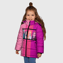 Куртка зимняя для девочки Группа Black pink на фоне оттенков розового, цвет: 3D-красный — фото 2