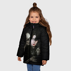 Куртка зимняя для девочки Сехун со скелетом, цвет: 3D-красный — фото 2