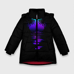 Куртка зимняя для девочки Луна SynthWave, цвет: 3D-красный
