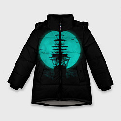 Куртка зимняя для девочки Мрачный корабль, цвет: 3D-светло-серый