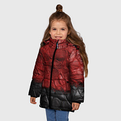 Куртка зимняя для девочки Черная красная текстура, цвет: 3D-черный — фото 2