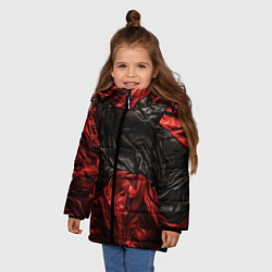 Куртка зимняя для девочки Black red texture, цвет: 3D-светло-серый — фото 2
