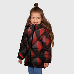 Куртка зимняя для девочки Объемная текстура красная кожа, цвет: 3D-светло-серый — фото 2