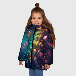 Куртка зимняя для девочки Радужные блики нейроарт, цвет: 3D-черный — фото 2