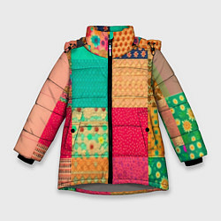 Куртка зимняя для девочки Кусочки материи, цвет: 3D-светло-серый