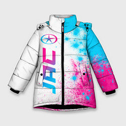 Куртка зимняя для девочки JAC neon gradient style: по-вертикали, цвет: 3D-черный