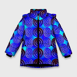 Куртка зимняя для девочки Синий шашечный мотив, цвет: 3D-черный