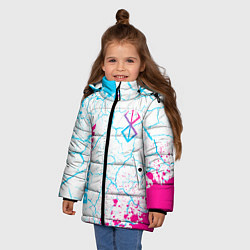 Куртка зимняя для девочки Berserk neon gradient style: надпись, символ, цвет: 3D-черный — фото 2