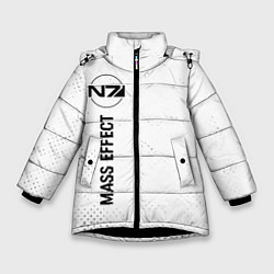 Куртка зимняя для девочки Mass Effect glitch на светлом фоне: по-вертикали, цвет: 3D-черный