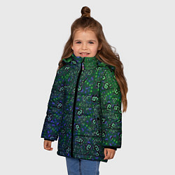 Куртка зимняя для девочки Изумрудный космос, цвет: 3D-черный — фото 2