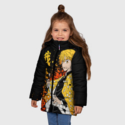 Куртка зимняя для девочки Зеницу и иероглифы - клинок, цвет: 3D-красный — фото 2