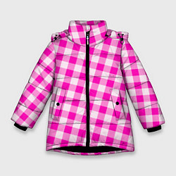 Куртка зимняя для девочки Розовая клетка Барби, цвет: 3D-черный