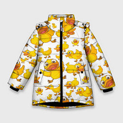 Куртка зимняя для девочки Yellow ducklings, цвет: 3D-черный