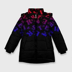 Куртка зимняя для девочки Очень странные дела паттерн, цвет: 3D-черный