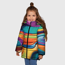 Куртка зимняя для девочки Жидкий разноцветный пластик, цвет: 3D-светло-серый — фото 2