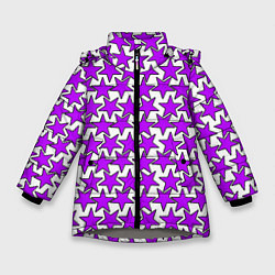 Куртка зимняя для девочки Ретро звёзды фиолетовые, цвет: 3D-светло-серый