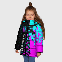 Куртка зимняя для девочки Ирина и неоновый герб России: по-вертикали, цвет: 3D-черный — фото 2
