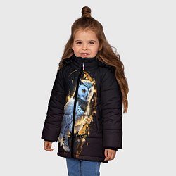 Куртка зимняя для девочки Снежная сова, цвет: 3D-светло-серый — фото 2