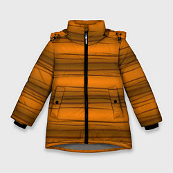 Куртка зимняя для девочки Текстура бревна горизонтальные, цвет: 3D-светло-серый