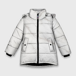 Куртка зимняя для девочки Текстура светлого мрамора, цвет: 3D-черный