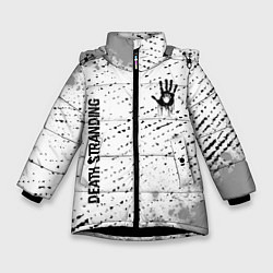 Куртка зимняя для девочки Death Stranding glitch на светлом фоне: надпись, с, цвет: 3D-черный