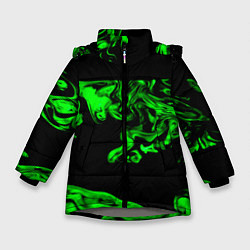 Куртка зимняя для девочки Зеленый светящийся дым, цвет: 3D-светло-серый