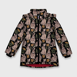 Куртка зимняя для девочки Зайцы и пижма, цвет: 3D-красный