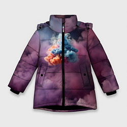 Куртка зимняя для девочки Разноцветный клуб дыма, цвет: 3D-черный