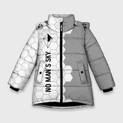Куртка зимняя для девочки No Mans Sky glitch на светлом фоне: по-вертикали, цвет: 3D-черный