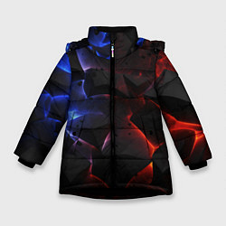 Куртка зимняя для девочки Объемные черные плиты, цвет: 3D-черный