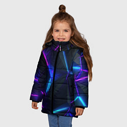Куртка зимняя для девочки Синий и фиолетовый неон, цвет: 3D-черный — фото 2