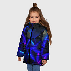Куртка зимняя для девочки Разлом плит из неона, цвет: 3D-красный — фото 2