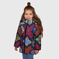 Куртка зимняя для девочки Орнамент удмуртский, цвет: 3D-черный — фото 2