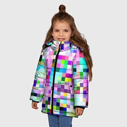 Куртка зимняя для девочки Пиксельная яркая абстракция, цвет: 3D-черный — фото 2