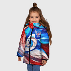 Куртка зимняя для девочки Абстракция герб России, цвет: 3D-черный — фото 2