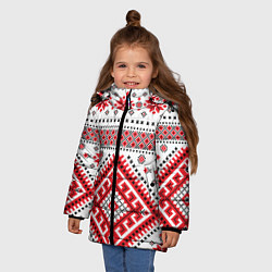 Куртка зимняя для девочки Удмуртская роспись, цвет: 3D-светло-серый — фото 2